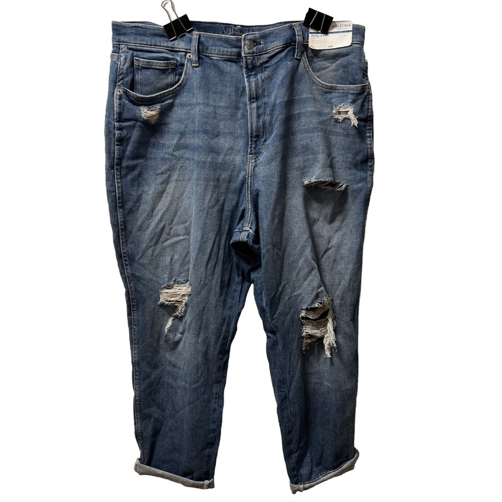 Arizona Jean Co. Jeans Size 21 Juniors Mom Jeans. Distressed. NWT
